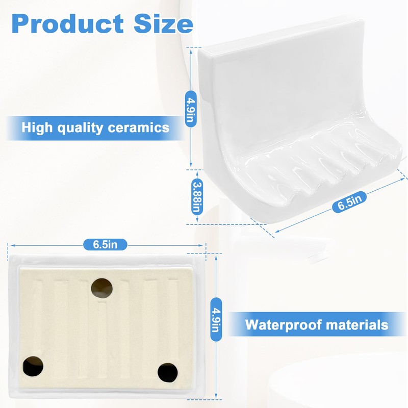 Xihu White Ceramic Bathroom Soap Holder, Mid Century Retro Design,