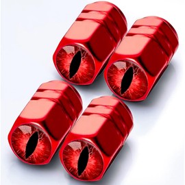 Tire Valve Stem Caps Beast Eyes Car Accessories 4-Pack-Aluminum Alloy Rust-Proof Universal Dust Covers Tire Air Cap for Car, SUV, Bike, Motorcycle Red Eyes Gifts