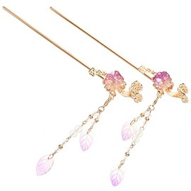 Beaupretty 2 Piezas de Palillos para El Cabello de Flores Vintage Palillos Chinos para El Cabello Horquillas para El Cabello de Borla Pin de Chignon  