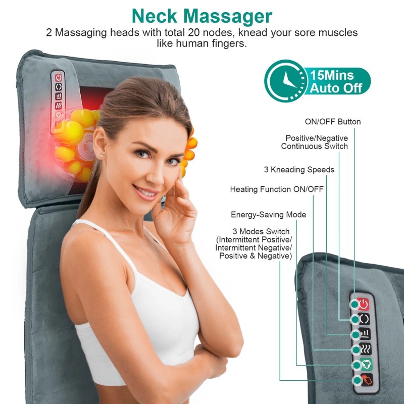 Full Body Electric Massage Mat w/Heat Vibration Massage Pad Cushion