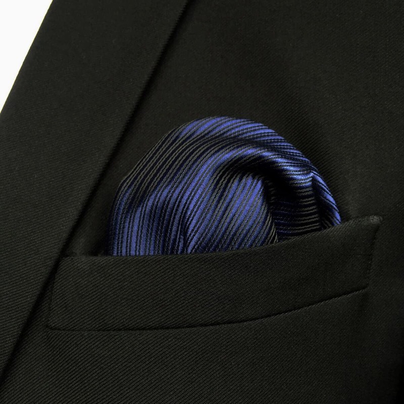 S&W SHLAX&WING Solid Navy Blue Pocket Square for Men New