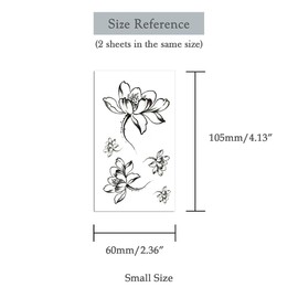 Oottati 2 Sheets Tiny Small Temporary Tattoos For Women Men Finger Hands Neck Wrist Face, Cute Long Lasting Cartoon Fake Tattoo Stickers For Kids Boys Girls Black Lotus Flower