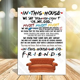 Friends TV Show Plaque, Family Housewarming gift, In this house Self standing Wooden Plaque