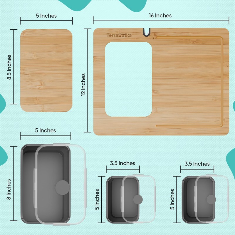 TerraStrike Bamboo Cutting Board Set with Knife Sharpener – Thick