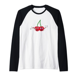 Cute Cherry Fruit Lover Design Happy Twins Cherries Berry Raglan Baseball Tee