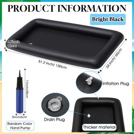 Leitee Inflatable Serving Bar Kit Includes Salad Buffet Tray with Drain Plug Mesh Food Cover Food Drink Containers and Inflator for Ice Supplies Party Camping Summer Picnic (Black,3 Pcs)
