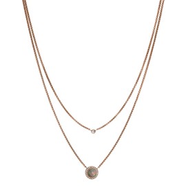 Fossil Necklace for Women Misty Autumn, total length:42+46+5cm extension chain Rose Gold Stainless Steel Necklace, JF02953791