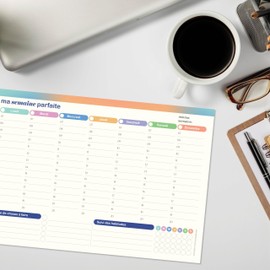 50 Sheets Weekly Planner A4 Size 29.7 x 21 cm Desk Pad Daily Planner To Do List Habit Tracker No Fixed Date for Family School Office (French)