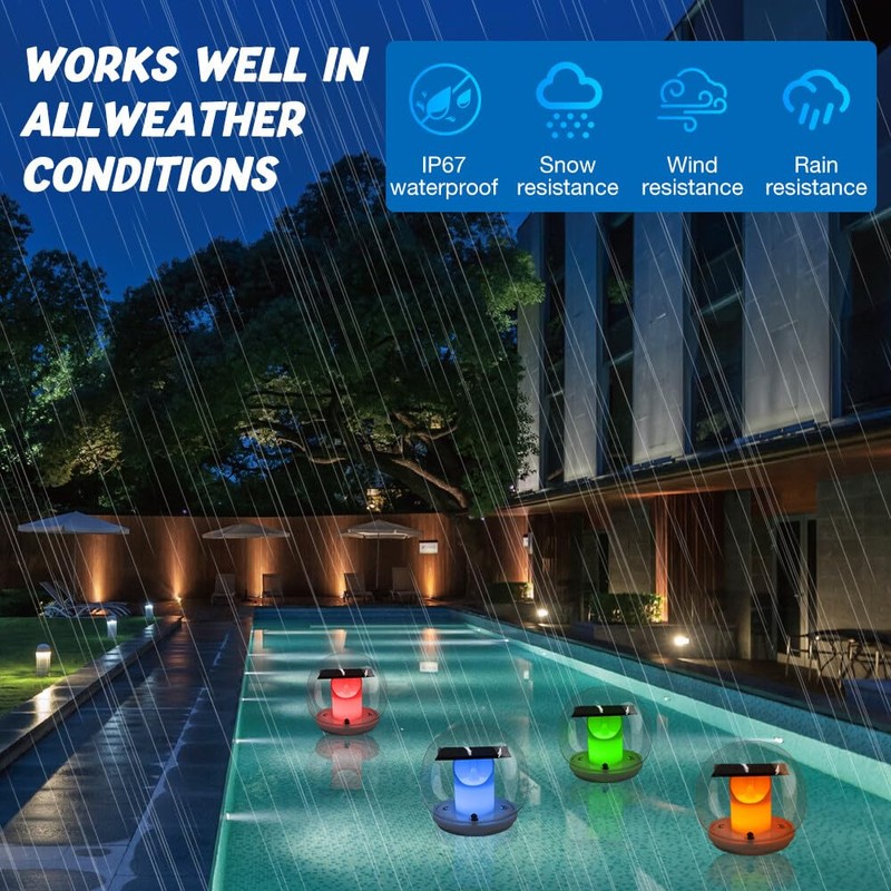 TGKYK Solar Pool Lighting, 2 Pieces, 3 Colours, Solar Floating