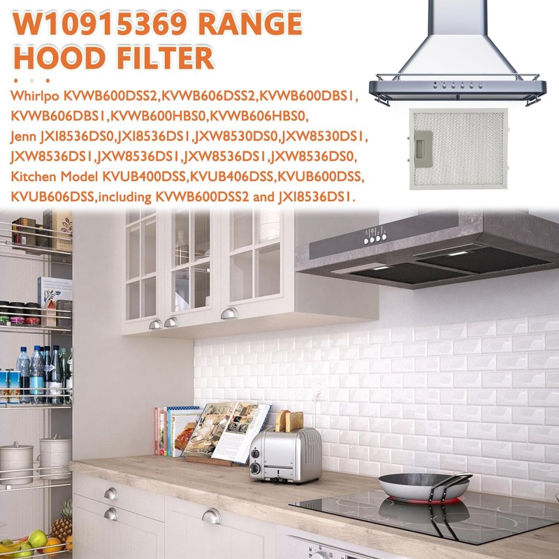 JAMHER 3 Pack W10915369 Range Hood Filter Replacement 5 Layer