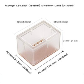 TSACTE Chair Leg Caps, Rectangle Clear Silicone Table Furniture Leg Feet Tips Covers Wood Floor Protectors, Felt Pads,Fit Length 1-9/16” to 1-13/16”,Width 1” to 1-3/16” (16, 1-9/16” × 1”)