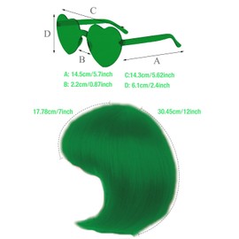 Short Bob Hair Wigs Straight with Flat Bangs Synthetic Colorful Cosplay Daily Party Neon Wig for Women + Free Wig Cap 12" Natural As Real (Dark Green)