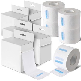 Marspark 5 Rolls Barber Paper Neck Strips with Hanging Dispenser Professional Stretchy Paper Neck Band Protector Barbershop Hairdressing Accessory Tool