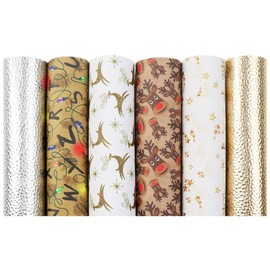 Milisten 6pcs Christmas Faux Leather Fabric Sheets Glitter Synthetic Leather Fabric Material with Christmas Theme Pattern Christmas Party Supplies