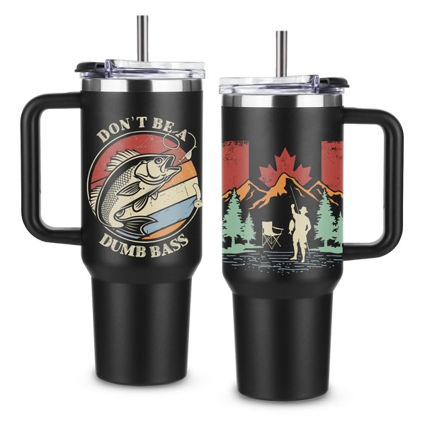 Fishing Gifts for Men, Stainless Steel Tumbler 40 Oz, Fishing