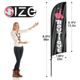 Boutique Advertising Swooper Flag Banner, Boutique Feather Flag with Flag Pole and Ground Stake, Advertising Feather Banner Sign for Boutique Business 8Ft