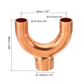 PATIKIL 3/4"×1/2"×1/2" ID Copper Fitting, 3 Way Y Type 99.9% Pure Copper Pipe Fitting Welding Connection for HVAC Air Conditioning Plumbing Refrigeration