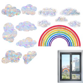 Prisma Window Stickers for Windows and Doors - Rainbow Foil Static Cling Easy to Apply Eco-Friendly No Residue - Ideal for Living Rooms and Offices - Set of 2 Stickers