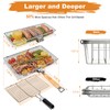 Fish Grill Basket for Outdoor Grill, Stainless Steel ，Removable Wooden