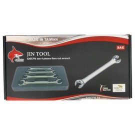 JIN TOOL Flare Nut Wrench,Break Line Wrench,High Torque, 4PIECE SAE,Size 3/8" x7/16, 1/2" x9/16, 5/8" x11/16, 3/4" x7/8",Gift for Man,With wrench Tray & Color Box.