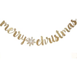 Merry Christmas Banner Gold glitter,Christmas Banner,Christmas Decoration