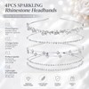 4 Pcs Rhinestone Headbands for Women Silver Bridal Wedding Hair