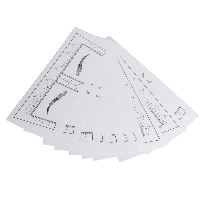 100PCS Eyebrow Ruler Stencils Clear Scale Transparent Adhesive Eyebrow Designer