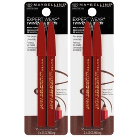 Maybelline New York Expert Wear Twin Brow & Eye Pencils Makeup, Dark Brown, , 2 Count (Pack of 2)