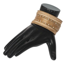 Touchstone "Colorful 2 Dozen Bangle Collection Indian Bollywood Alloy Metal Textured Golden Designer Jewelry Special X-Size Bangle Bracelets. Set Of 24. In Antique Gold Tone For Women