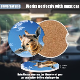 Cup Holders Car Coasters - Cute Giraffe Absorbent Ceramic Coaster, Drink Cup Holder Coasters, Auto Accessories for Women & Men, Pack of 2