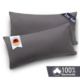 Blumtal Kissenbezug 50x70 cm (2er Set Kissenbezüge) - Grau - 100% Baumwoll-Jersey, Oeko-Tex Zertifiziert, Kissenbezüge 50x70 - Jersey Kissenhülle für Deko-Kissen 50x70 mit Reißverschluss