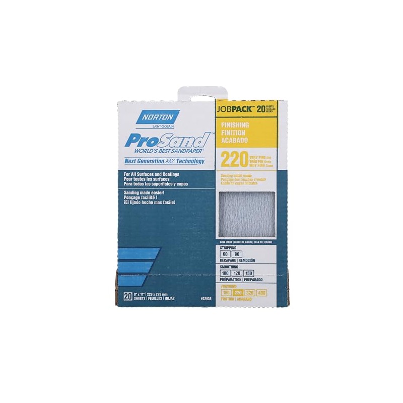 Norton 02636 Prosand 3X Hoja de lijado de alto rendimiento,