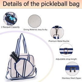 ALL4PICKLE Cute Pickleball Bags for Women and Men,Pickle Ball Bag Tote for Women,Pickleball Sling Bag for Women Blue