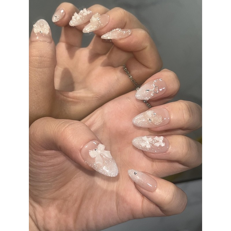 Holiday Secret Handmade Nail Tips - Long Almond / 홀리데이