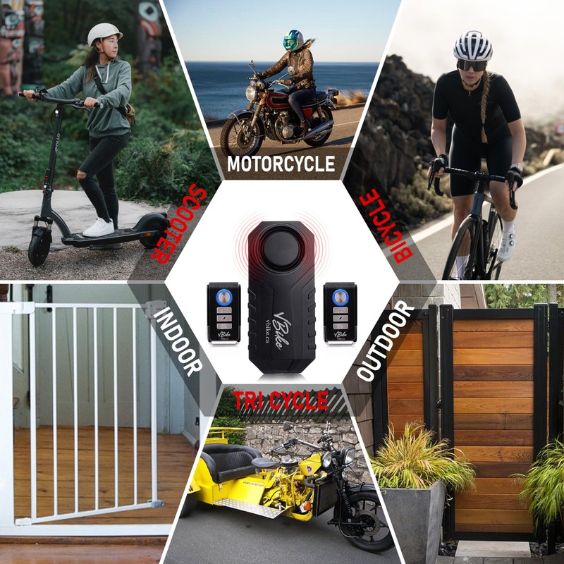 vBike Anti-Theft Alarm System,for eBike, Bike, Motorcycle, and Trailer Wireless