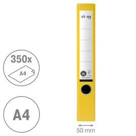 VON Leitz 10540015 Folder A4, 100% Recycled Paper, 50 mm Spine Width, for 350 Sheets, Blue Angel & FSC Certified, for School, Study & Home, Yellow