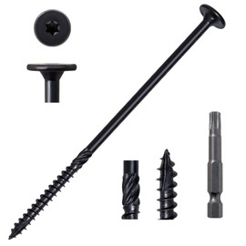 LIONMAX Wood Screws #14 x 6 Inch, 50-PCS, Heavy Duty Structural Lag Screws, Rust Resistant Coated for Exterior Decking/Construction/Timber/Landscape, Star Drive Flat Head, T30 Bit Included, Black