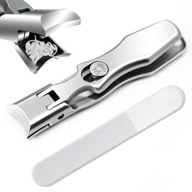 Nail Clippers Anti Splash Nail Cutter Stainless Steel Manicure Tools for Thick Nails (SILVER)