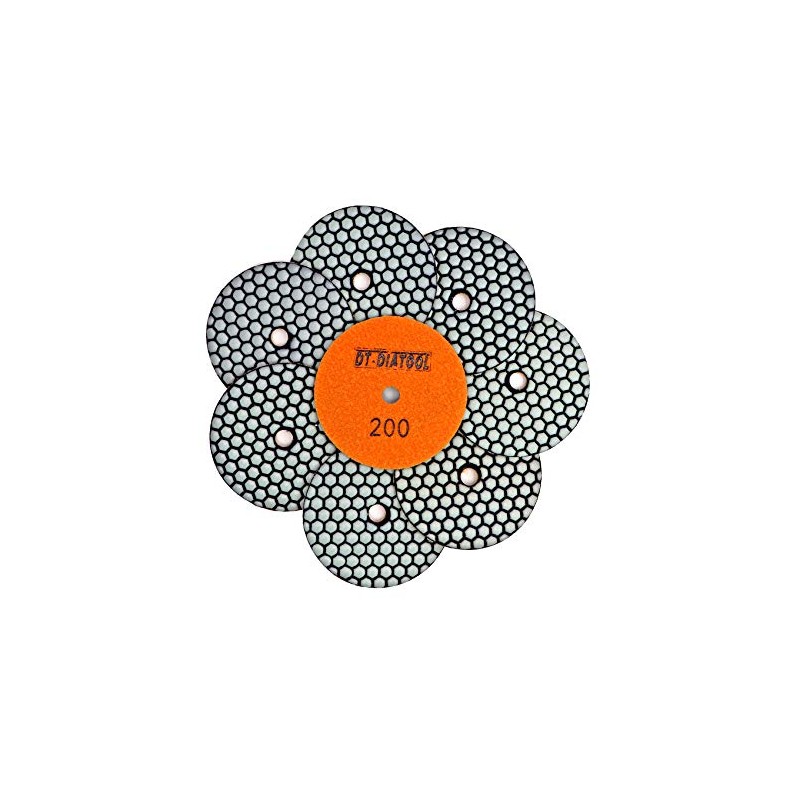 DT-DIATOOL Dry Diamond Polishing Pads 4 Inch/100mm 8PC #200 for