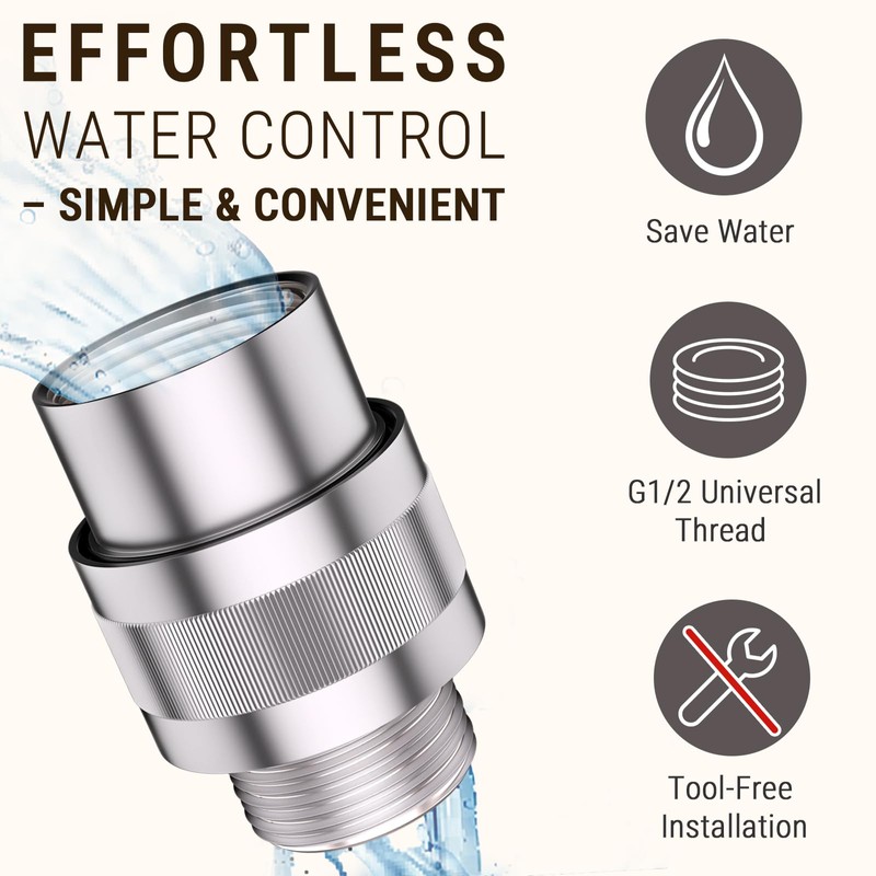 G-Promise All Metal Shower Head Shut Off Valve, G1/2" Shower