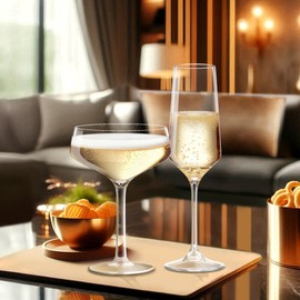 Amazing Abby - Courtney - 12-Ounce Plastic Coupe Glasses (Set of 6), Martini Glasses, Champagne Saucers, Reusable, BPA-Free, Shatter-Proof, Dishwasher-Safe, Perfect for Poolside, Outdoors, and More