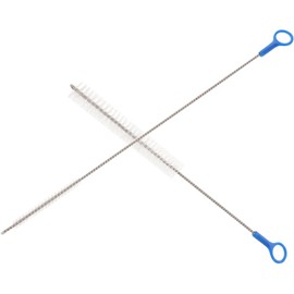 Levemolo 2 Piezas Cepillo Reutilizable para Limpiar Pajillas y Vasos de Ñiño, Estructura Unificada de Acero Inoxidable y Plástico Color Plata, Adecuado para Alimentación Infantil