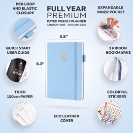 Clever Fox Dated Planner Premium Edition – 2025-2026 Weekly Planner for Planning, Goal Setting & Time Management – Planner Notebook with Habit Tracker & To-do List – A5 Size (Light Blue)