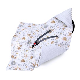 Totsy Baby Swaddling Blanket, Baby Seat Blanket, Pram 90 x 90 cm, Universal Baby Blanket for Buggy, Car Seat, All-Year Blanket, Minky Cotton, Deer, Light Grey