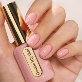 Double Rhythm 0.50 OZ Gel Polish Hema Free Same Color Same Bottle Golden Round Translucent Neutral Natural Milky 15 ML Jelly UV Polish Art DIY at Home (Cream Pink-C1116)