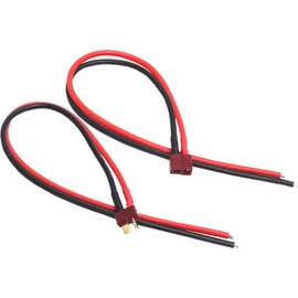 Audiophan 2 Pin Connector T Male Female Deans Wired Approx 30cm 14AWG (Red Plug) 1 Each