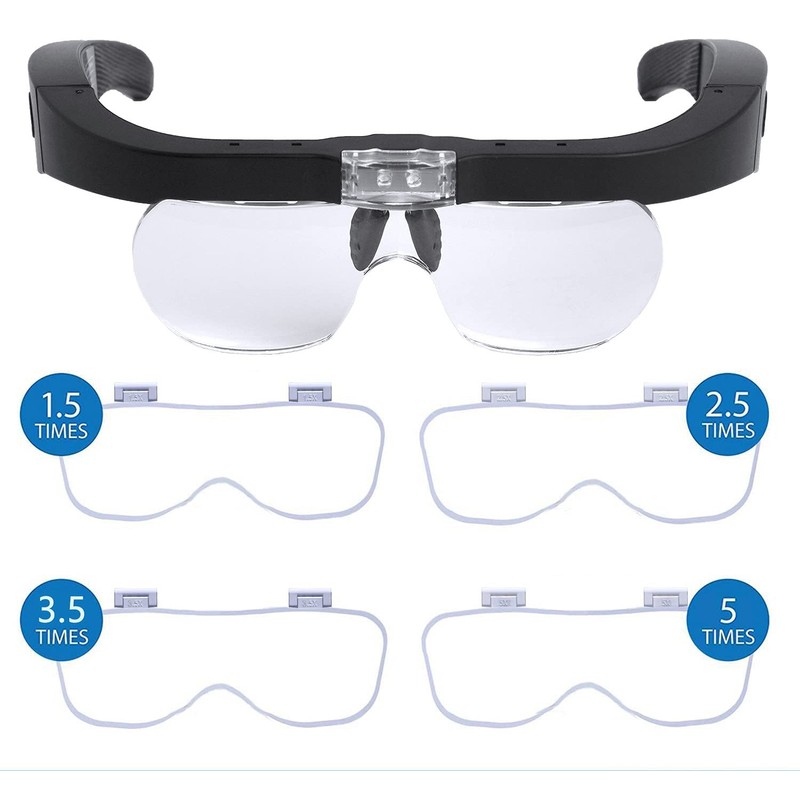 TMANGO Rechargeable Magnifying Glasses with Light, Hands-Free Headset for Jewelers,