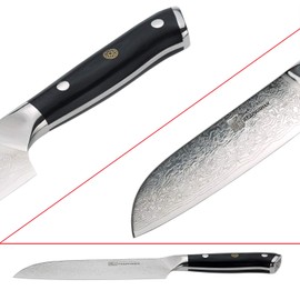 Laguiole by Hailingshan Qin Dynasty Series Santoku knife Pro Kitchen Knife 6.8 Inch Chef's knife High Carbon Damascus Steel Sharp paring knife with Ergonomic Handle