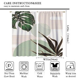 SENRUEGT Mid Century Leaf Curtains,Abstract Leaf Sun Modern Minimalist Bedroom Window Treatments,Boho Green Plants Living Room Kitchen Window Drapes,Green 42x45 Inch