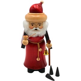 Dekohelden24 Incense Smoker Gnome as Santa Claus, Original Ore Mountains Crafts, Real Wood Turned, Size (L x W x H): Approx. 8 x 9 x 21 cm